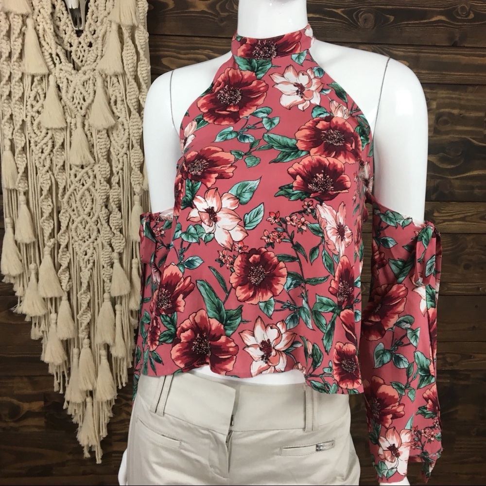Forever 21 | Floral Cold Shoulder Open‎ Back Halter Neckline